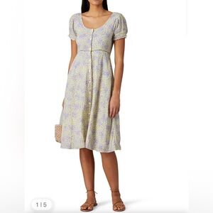 $595 MSRP LoveShackFancy Regina Floral Button Up Midi Dress